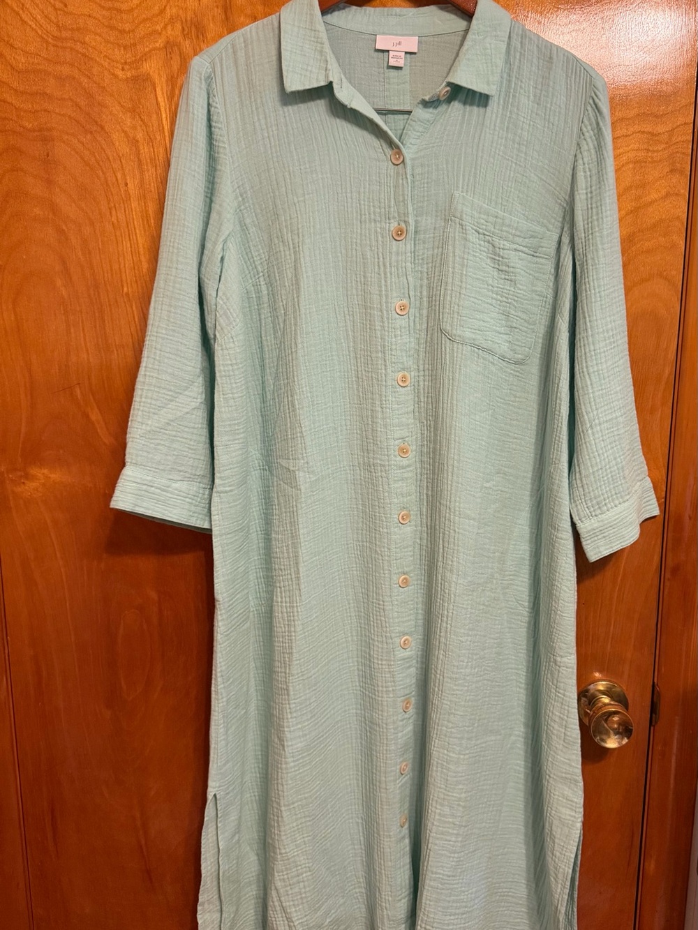 J. Jill Mint Green Button-Front Midi Dress